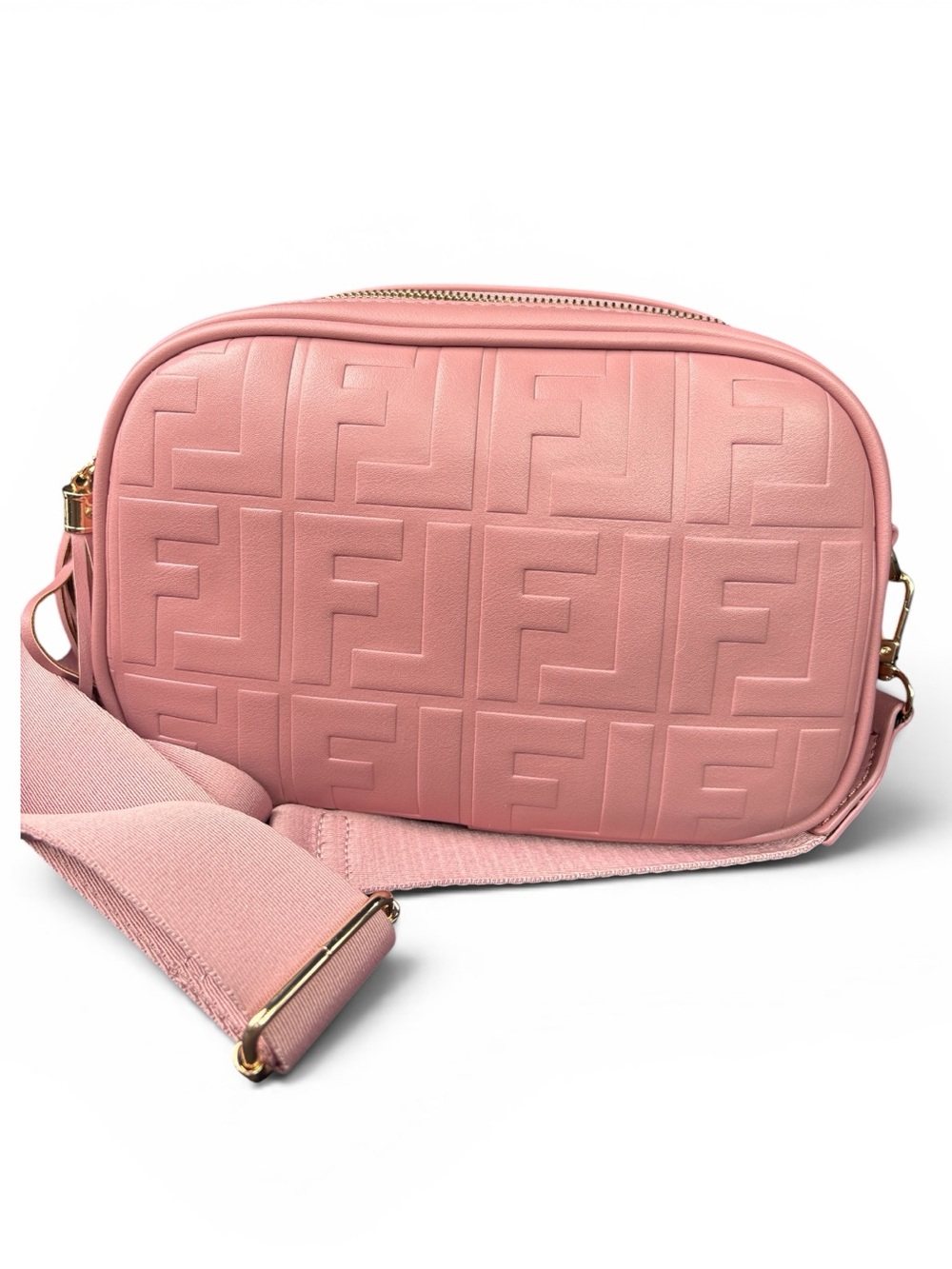 NWT! FENDI-LOOK-A-LIKE Century Zucca FF Camera Crossbody Bag, MAUVE